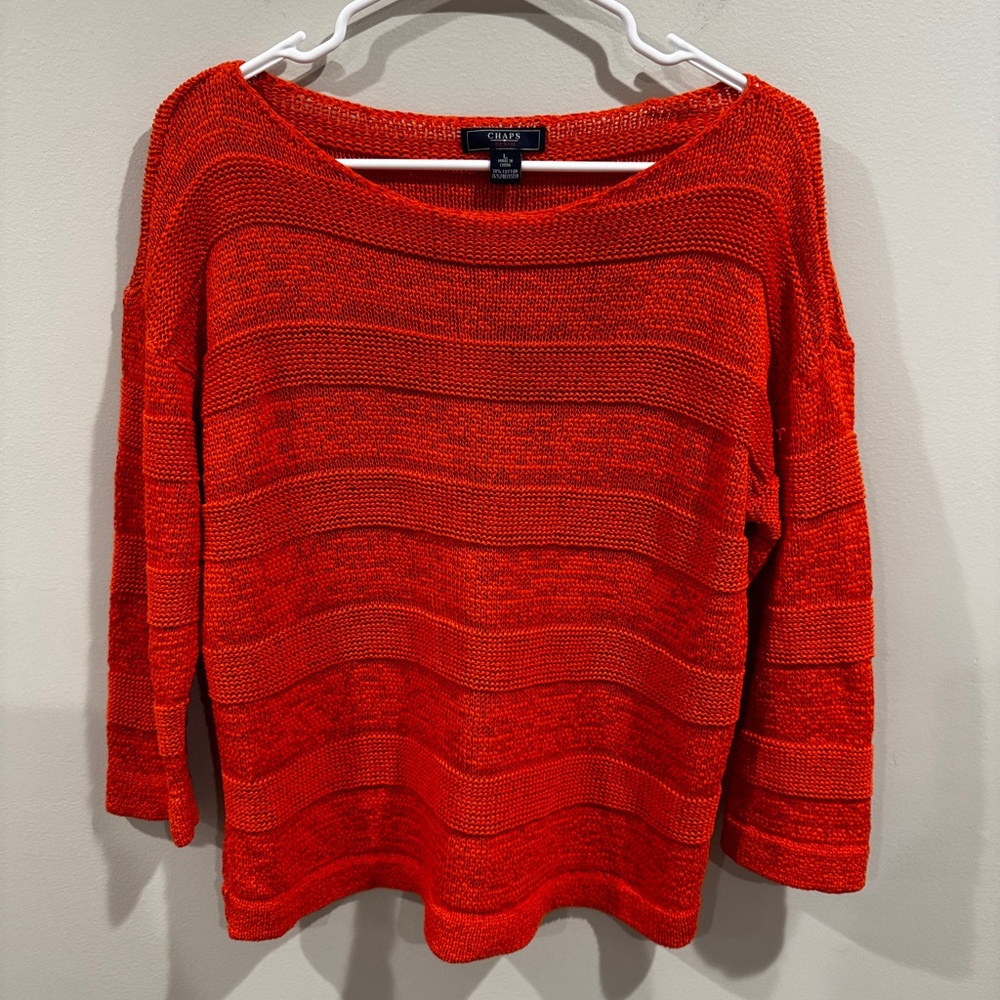 Chaps Women's 1/4 Sleeve Orange Blouse Large‎